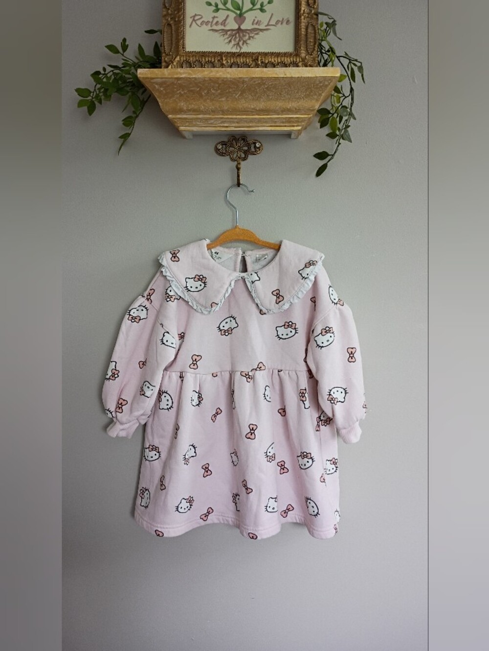 H&M Sanrio Collab, Light Pink Long-Sleeve Nightgown Dress with Peter Pan Collar
